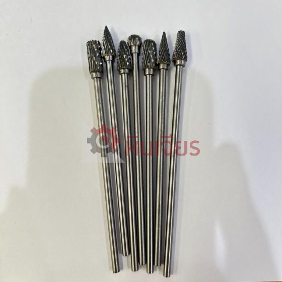 หัวเจียรคาร์ไบด์แกน 3 มิล. 6x95 มิล . ฟันไขว้ (Double Cut) ชุด7ชิ้น 